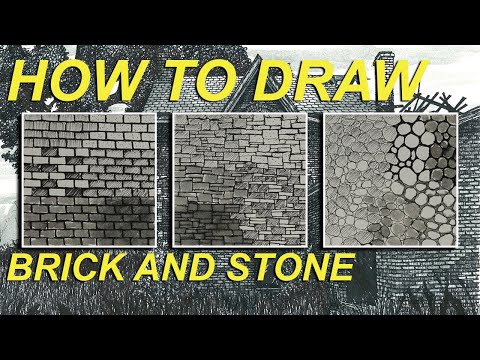 How to Draw Brick and Stone, Drawing Brick, Drawing Stone. Easy to Follow