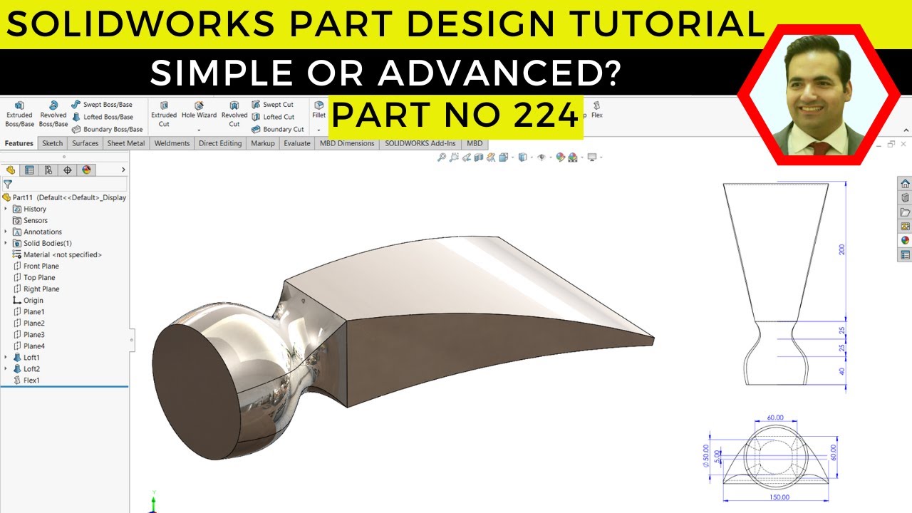 SolidWorks Lofted Boss/Base Tutorial: Master Complex Part Design | Part ...