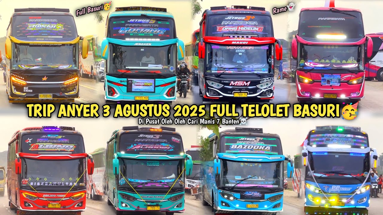 RAME FULL BUS TELOLET BASURI🥳 Hunting Bus Trip Anyer Di Pusat Oleh Oleh👏