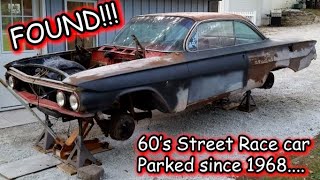 First start in 54 years! 1961 Impala 348 4 speed "street race" car from California