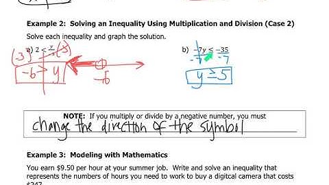 Algebra - 2.3 Solving Inequalities Using Multiplication and Division
