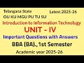 Introduction to Information Technology| Unit - 4|Important Questions With Answers |BBA ( BA )1st sem
