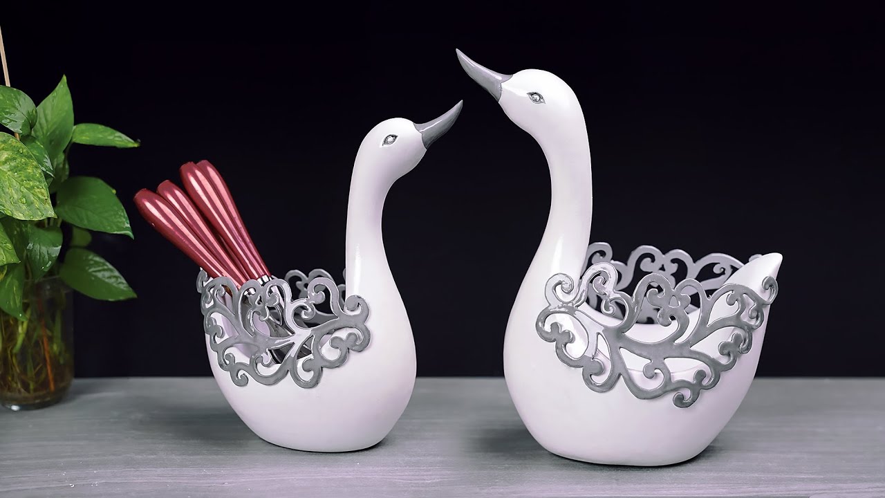 Spoon holder making at home || Gift item showpiece making || Swan showpiece making