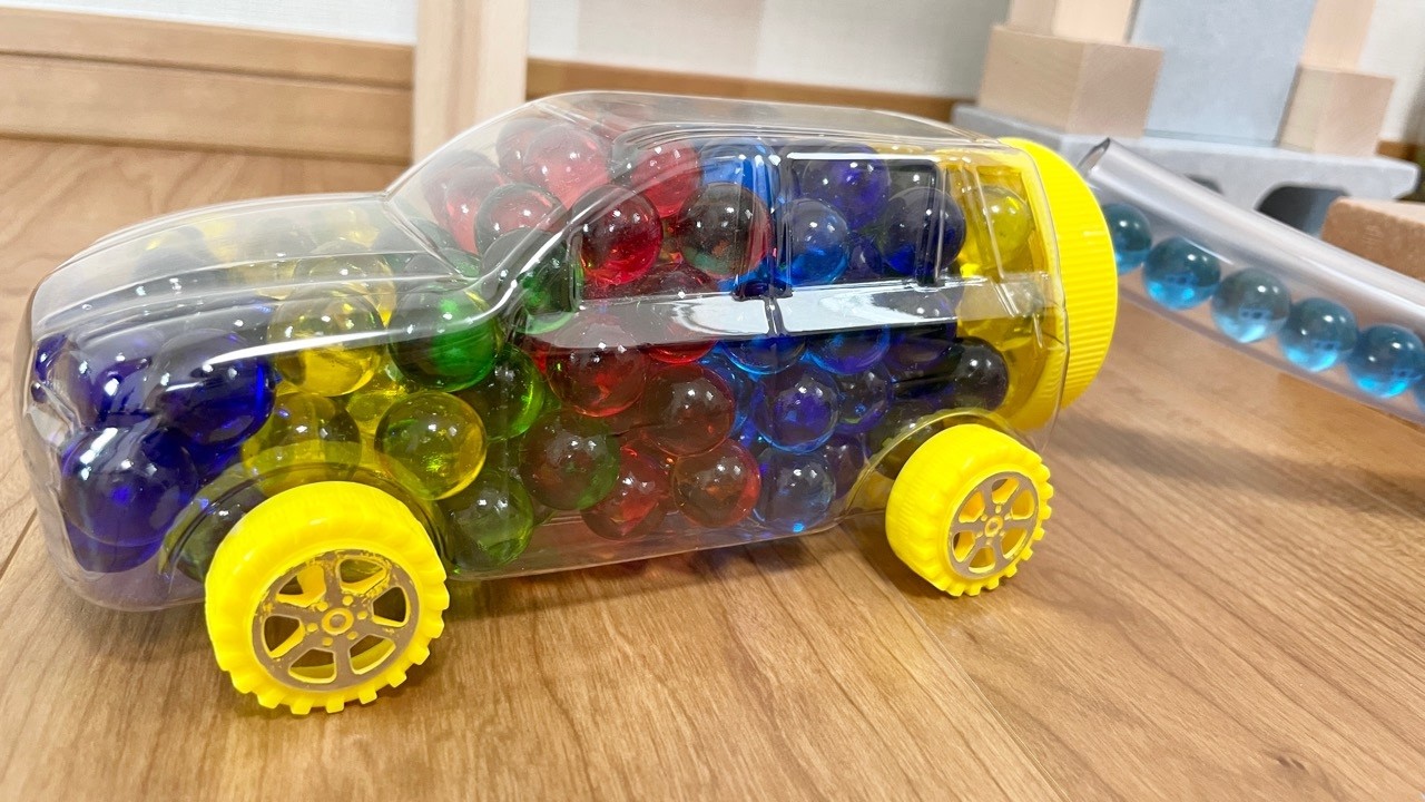 Marble Run Race ☆ HABA Slope & Retro Makita Truck, Excavator, Garbage Truck, Dump Truck, Ambulances