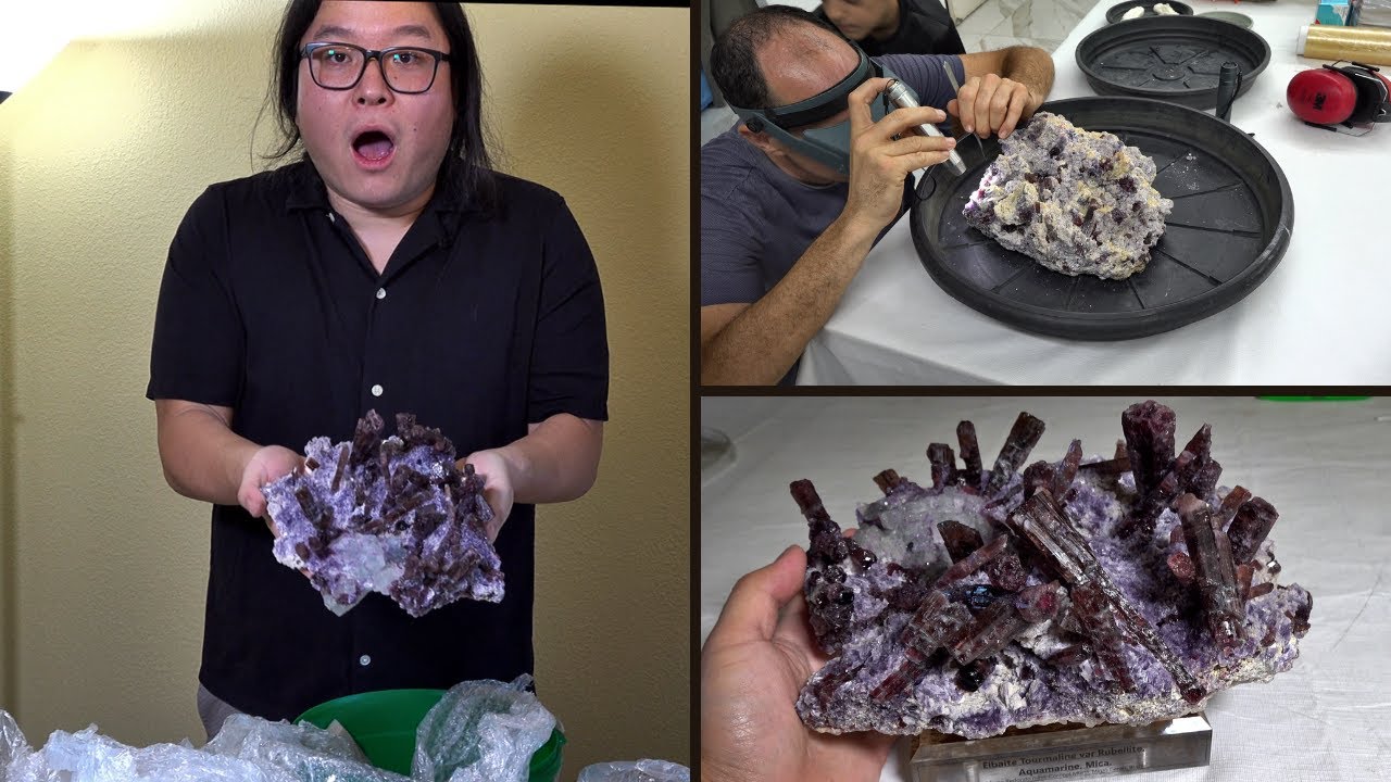 Turning a Rough Brazilian Tourmaline Cluster into a Stunning