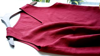 DIY VNeck Linen Top From Scratch | How To Sew VNeck Top | Thuy Sewing