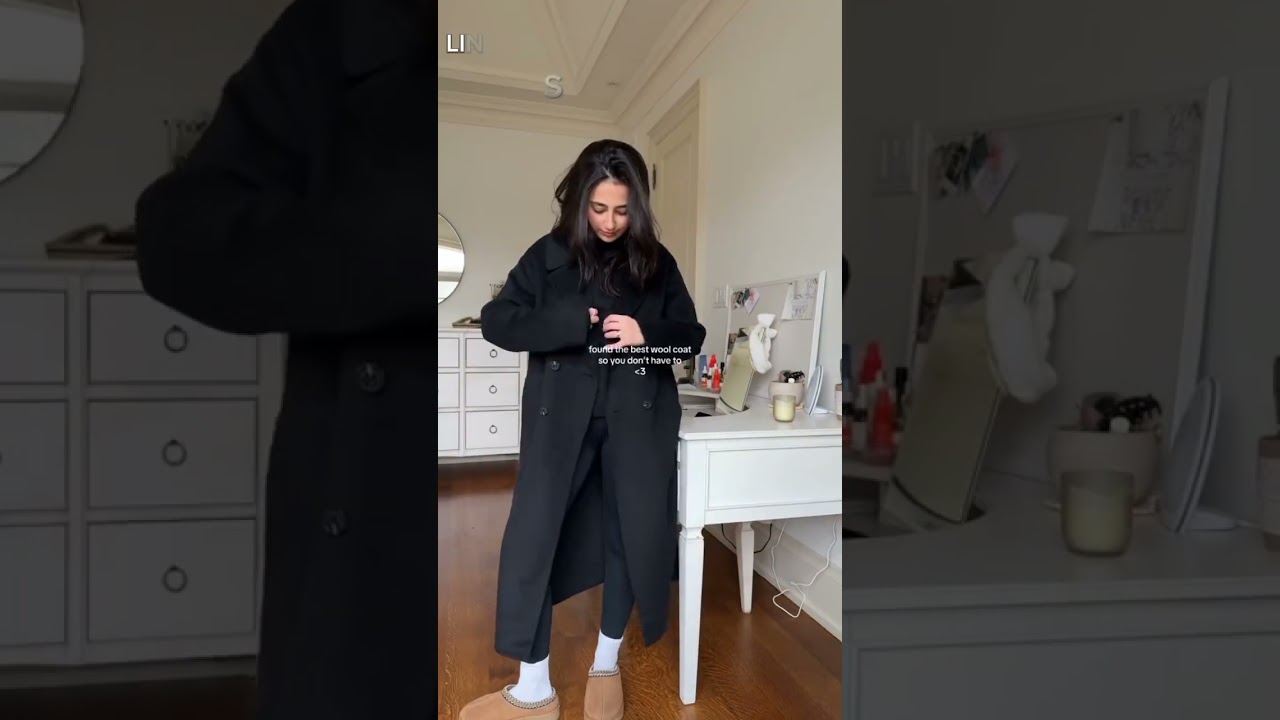 chouyatou Women's Chic Shawl Collar Work Double Breasted Maxi Long Wool Pea Coat