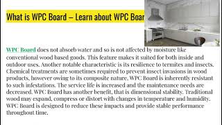 WPC Board: The Future of Durable and Sustainable Building Materials Introduction