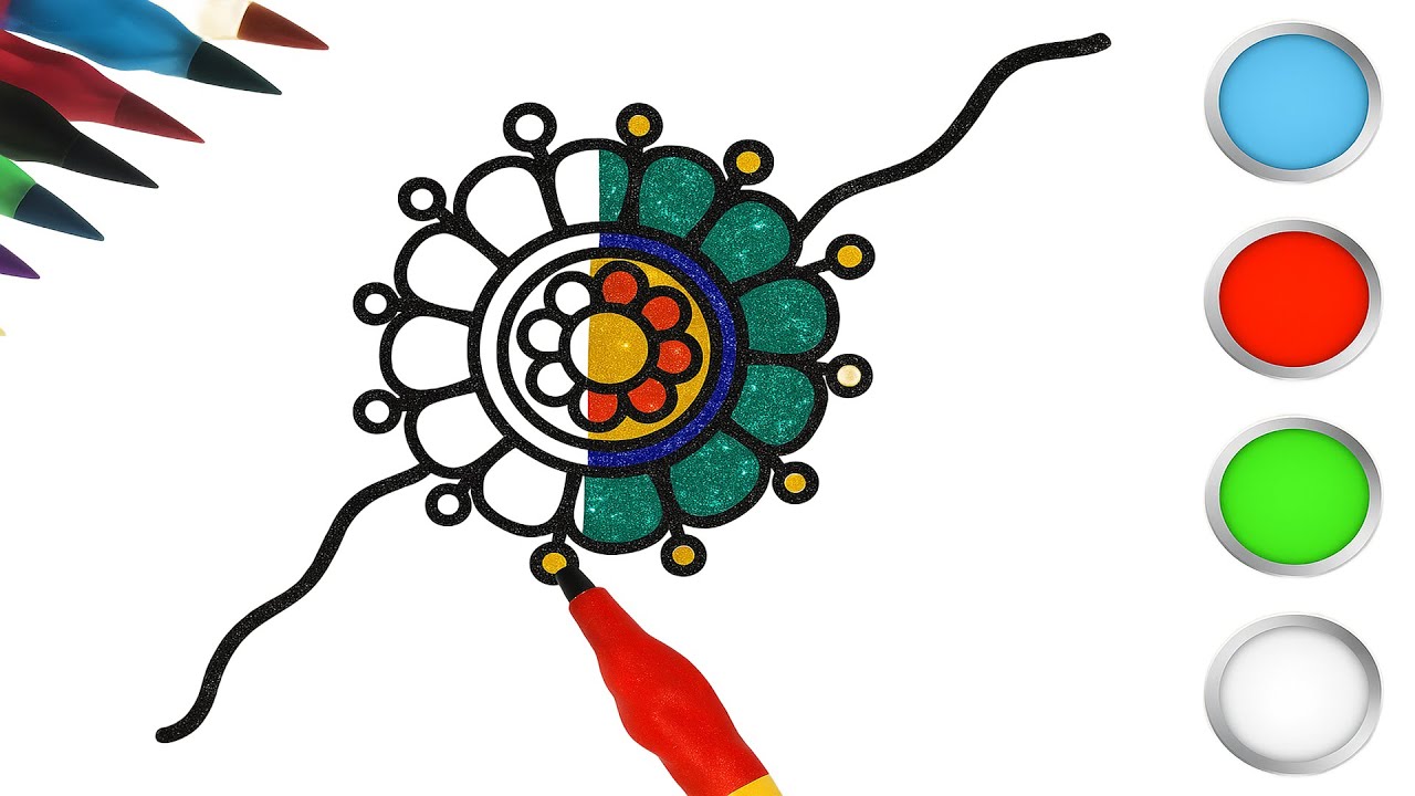 Cute Rakhi Drawing for Raksha Bandhan 🌸 | Beautiful Rakhi Design for Kids