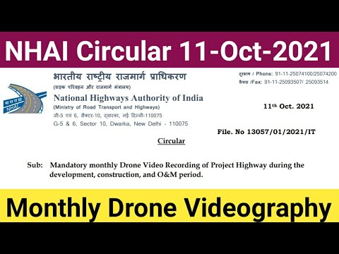 NHAI Circular - Monthhly Drone Video Recording - Data Lake - During Construction and O&M Period