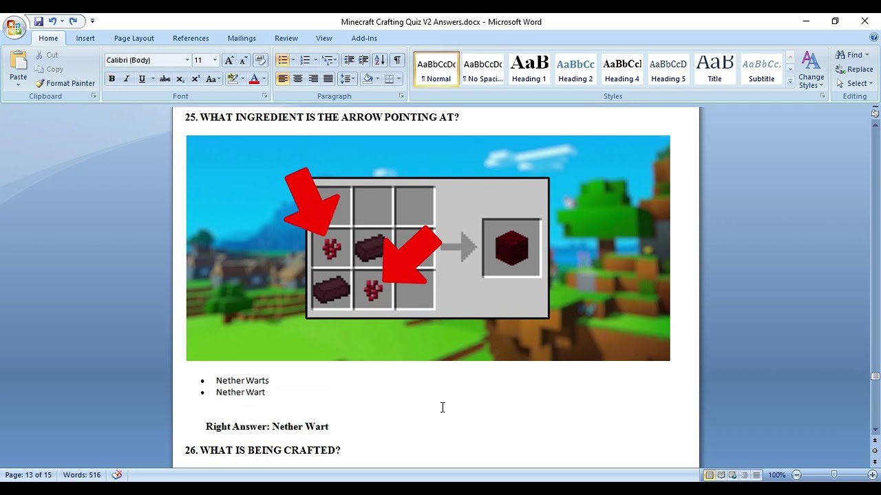 Minecraft Crafting Quiz V2 Answers | Updated - YouTube