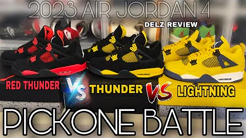 Air Jordan 4 Thunder Vs Lightning Vs Red Thunders sneaker Review Comparison Pickone Battle