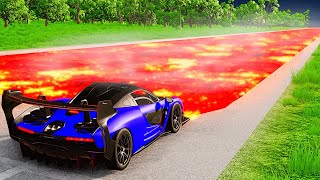 High Speed Driving on Hot Lava Road - BeamNG.drive