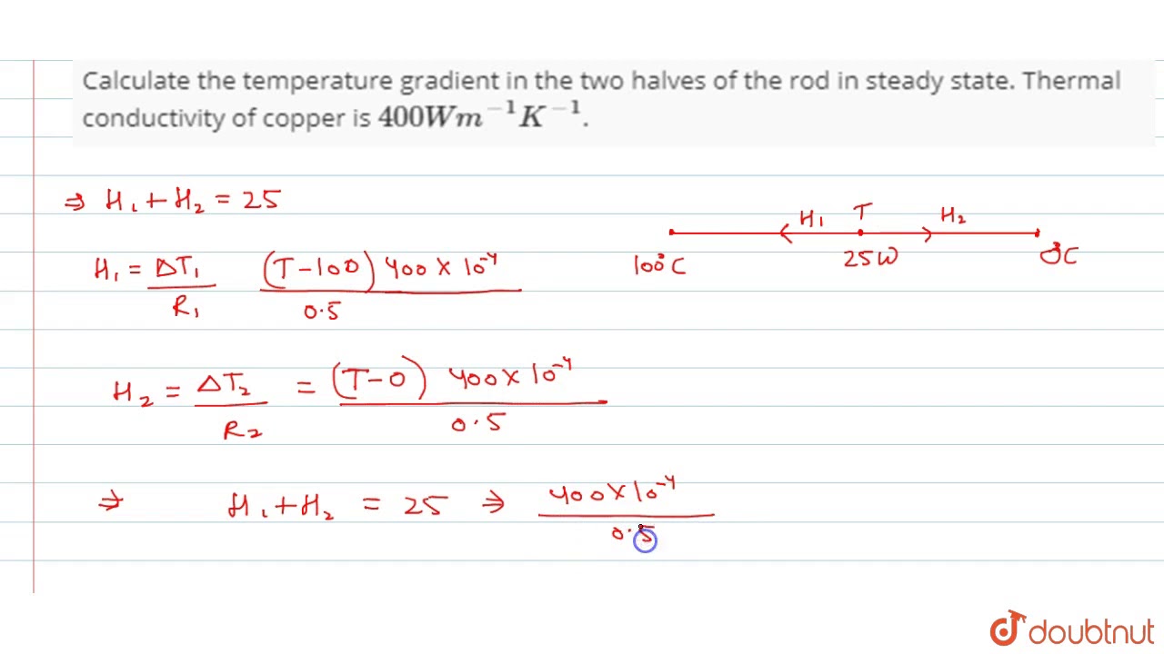 The ends of a copper rod of length 1m and area of crosssection `1cm^2