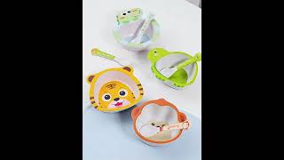 [Little B House] Baby Feeding Plate Bamboo Fiber Tableware Kids Dinner Set with Spoon 儿童竹纤维餐具 - TW04