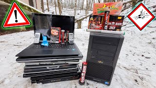 Wie viele BÖLLER ÜBERLEBT ein PC und 9 LAPTOPS 💥? - Experiment