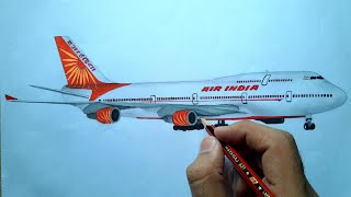 Drawing an AIR INDIA airplane 🇮🇳🇮🇳 || Stylish 'Boeing 747' || Akshay's Rail World