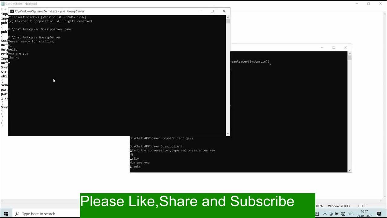 Simple Chat Application in java using NOTEPAD | JAVA SOCKET PROGRAMMING ...