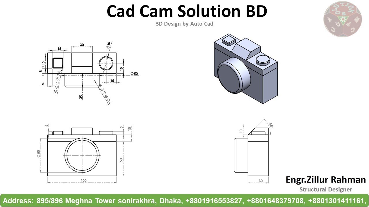 SolidWorks Basic Practice Drawing Exercise for Beginners - 9 | 2D to 3D ...