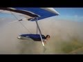 Hang gliding in orographic cloud at Ringstead Bay, Dorset 25 July 2013