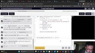 py on freecodecamp - build an apply discount function
