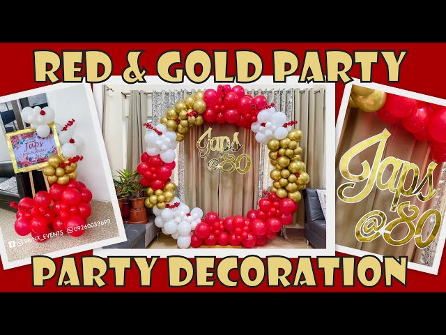 Red, Black & Gold 50th Birthday Party- Water, Fire, Wood & Bling 