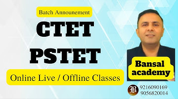 CTET / PSTET New Update I New  Batch Alert Announcement I live Classes I Bansal academy