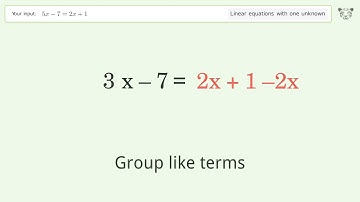 Solve 5x-7=2x+1: Linear Equation Video Solution | Tiger Algebra