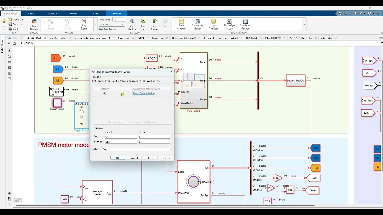 If open-loop observer speed closed-loop control /matlab simulink