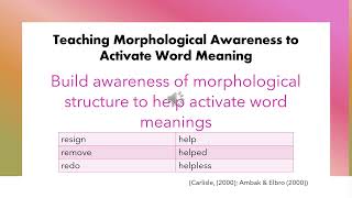 Strategies For Building Morphological Awareness