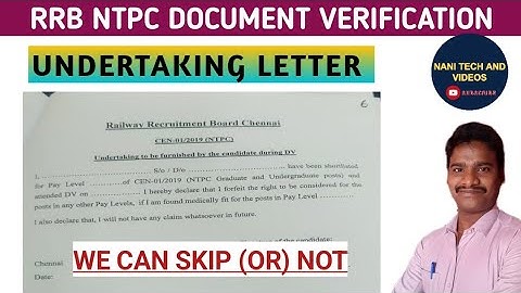 RRB NTPC UNDERTAKING LETTER FULL DETAILS AND DOUBT CLARIFICATION @NANIRRBNTPC #naniclasses