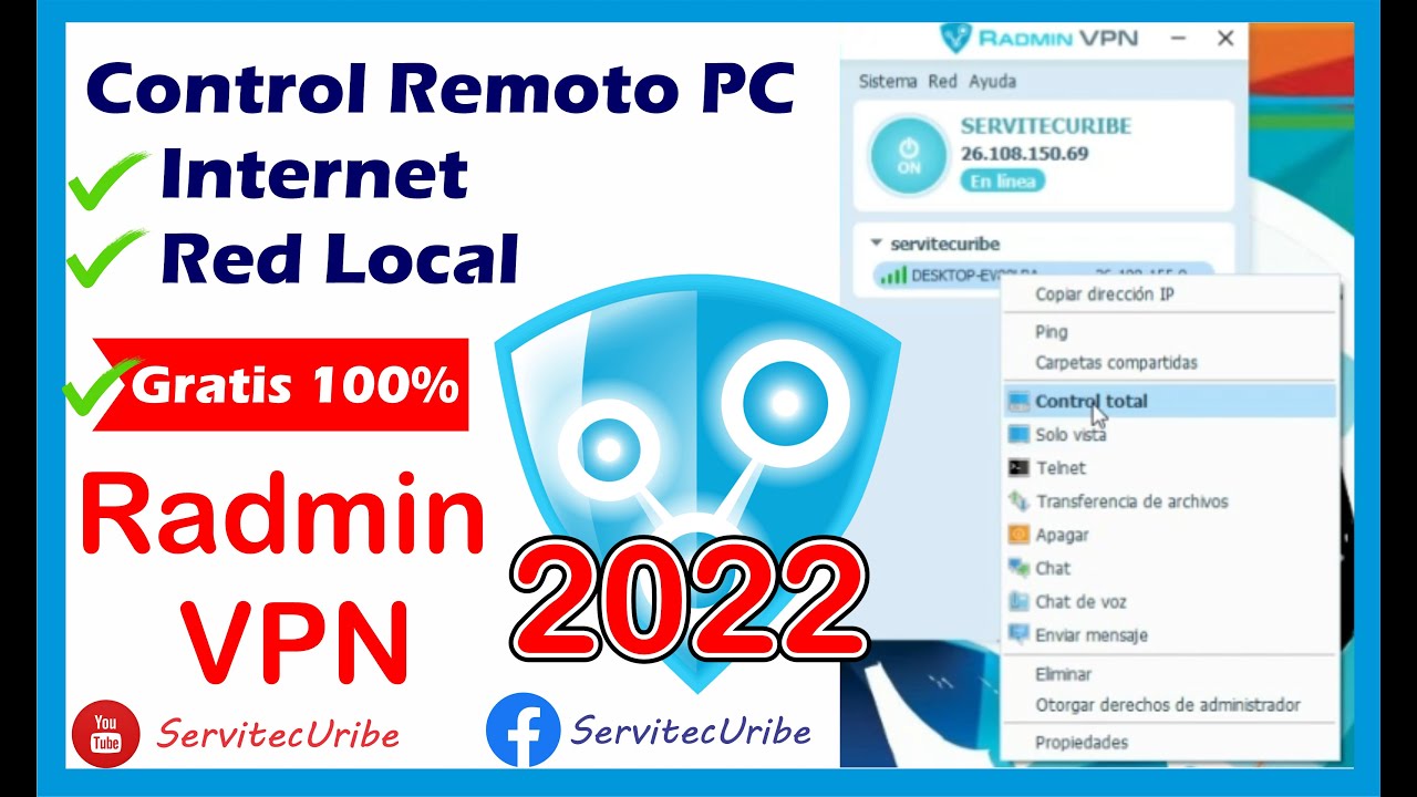 electo Remontarse palanca Controla Remotamente tu PC con Radmin VPN desde INTERNET o Red Local -  YouTube