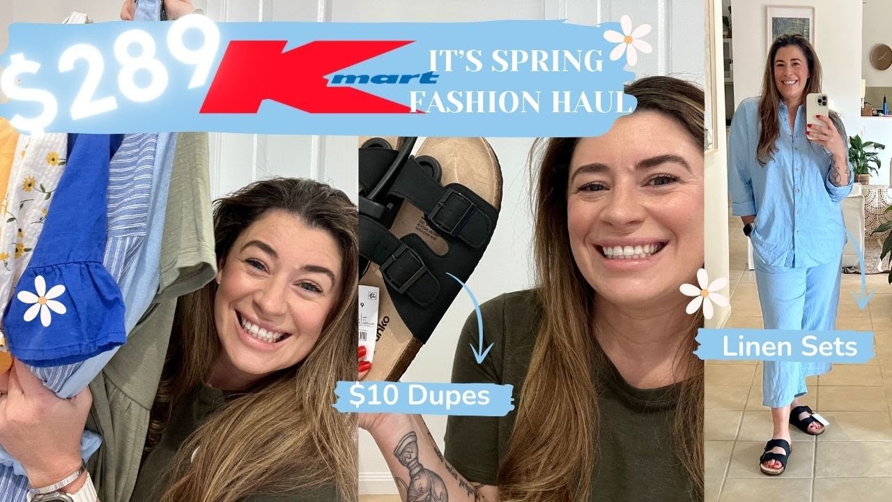 I spent $289 on SPRING fashion at KMART!!! $10 dupes, so much linen and the  cutest dresses! 🌼 