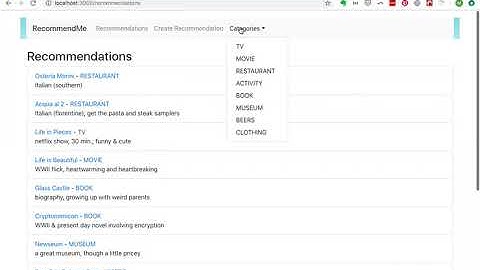 RecommendMe Rails-React Portfolio Project