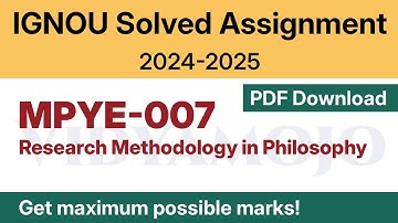 IGNOU MPYE 007 Solved Assignment 2024-25 PDF Download | Vidyamojo