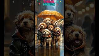 Umbrella Friends Wet Cats & Dogs In The Rain
