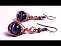 Simple wire wrap copper and blue earrings - orecchini blu