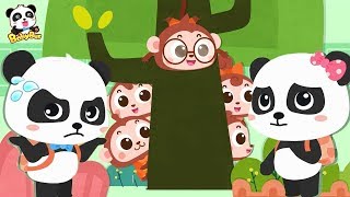 baby pandas looking for five little monkeys number song learn colors toddler song babybus