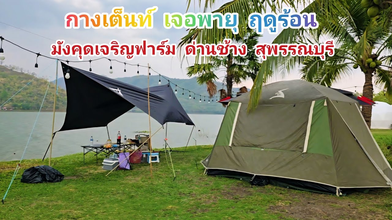 ทริปกางเต็นท์ ด่านช้างเจอพายุฤดูร้อนฉ่ำๆ ทั้งลมทั้งฝน #มังคุดเจริญฟาร์ม ด่านช้าง