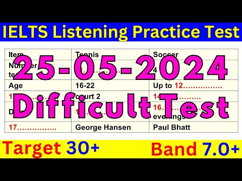 25 May 2024 Very Hard Ielts Listening Test With Answers Ielts Prediction Idp x Bc