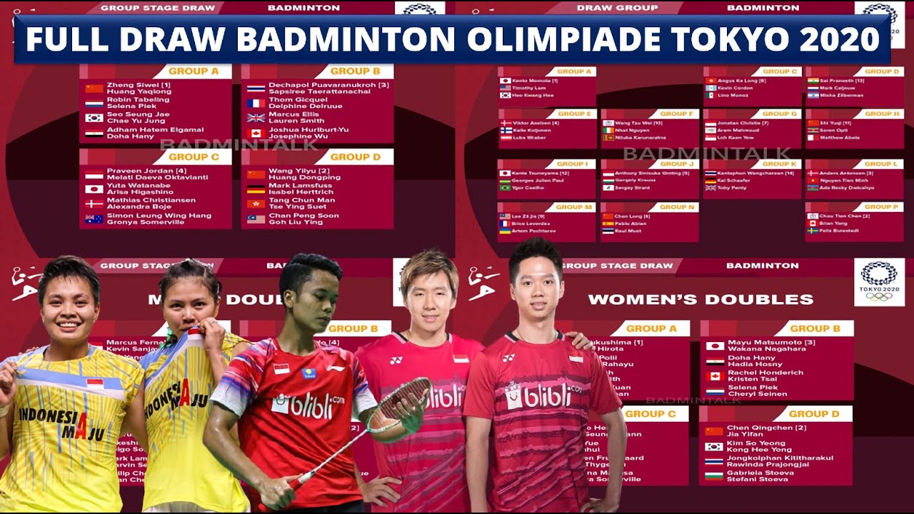 FULL DRAW Badminton Olimpiade Tokyo 2020, Polii/Apri Di Grup Neraka Olimpiade Tokyo Badminton 2021