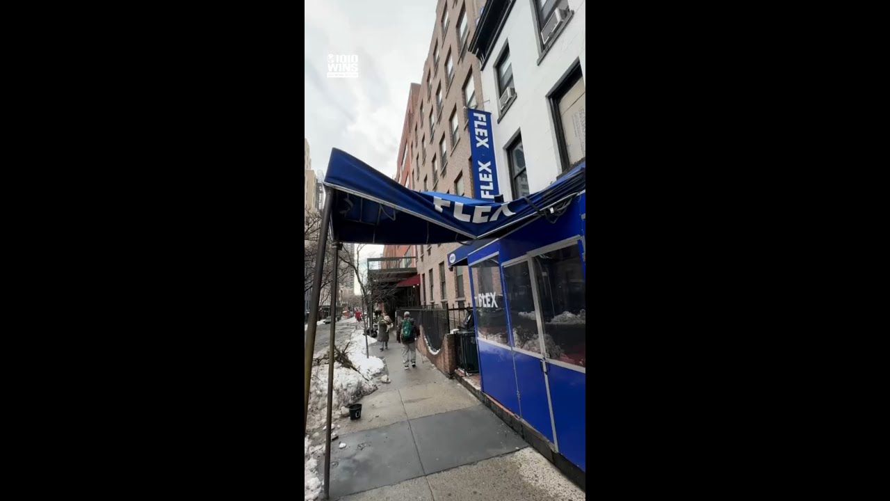 Fallen tree crushes Hell’s Kitchen bar awning in narrow miss for staff after blizzard
