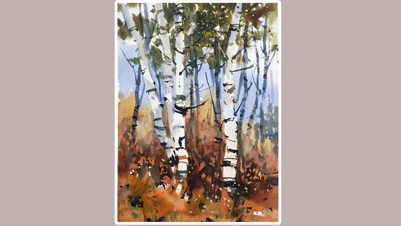 Advancing With Watercolor: Repeated Shapes, Birches - Youtube