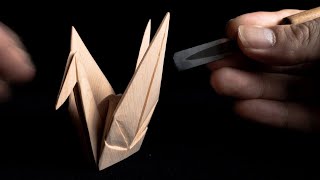 Woodcarving| ORIGAMI Wooden Paper Crane | ASMR| Japanese Woodworking