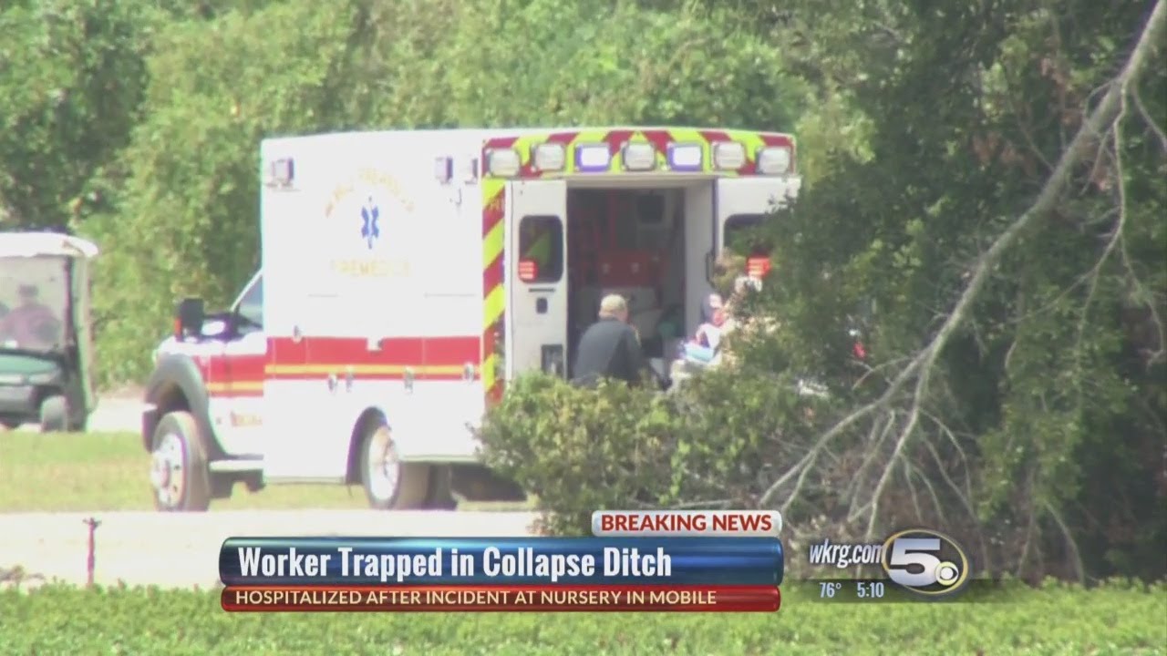 Worker Trapped After Trench Collapse in Mobile - YouTube