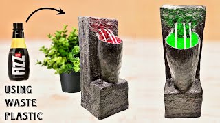 Homemade Indoor Tabletop Waterfall Fountain | Re-using Waste Plastic | Best Cement Water Fountains