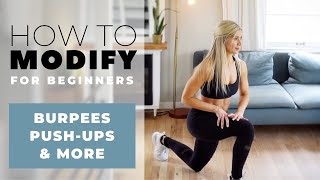 Exercise Modifications For Beginners | Modify Burpees, Push-Ups, Jumping | How to Do Easier Burpees Wealth