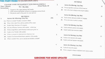 BCA | LOGIC DEVELOPMENT WITH PROGRAMMING Important Question (Semester-1)