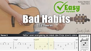 PDF Sample Bad Habits (Easy Version) - Ed Sheeran guitar tab & chords by Kenneth Acoustic.