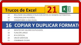 21 Trucos De Excel 2019 - Tema N. 16 Copiar Y Duplicar Formato De Una Celda
